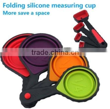 The Portable 4-Piece Set Folding Silicone Measuring Cups & Spoons
