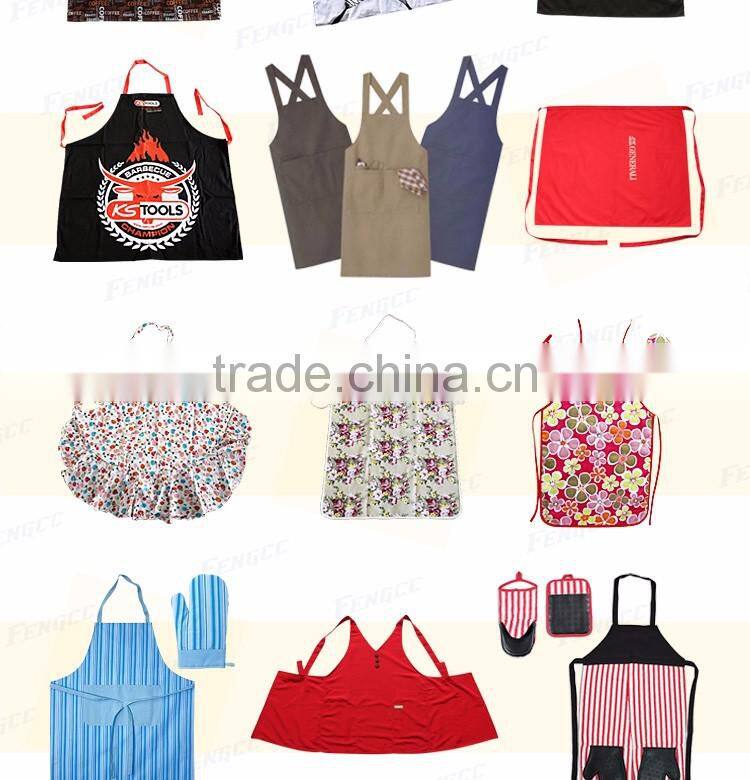 purple embroidered apron with towels