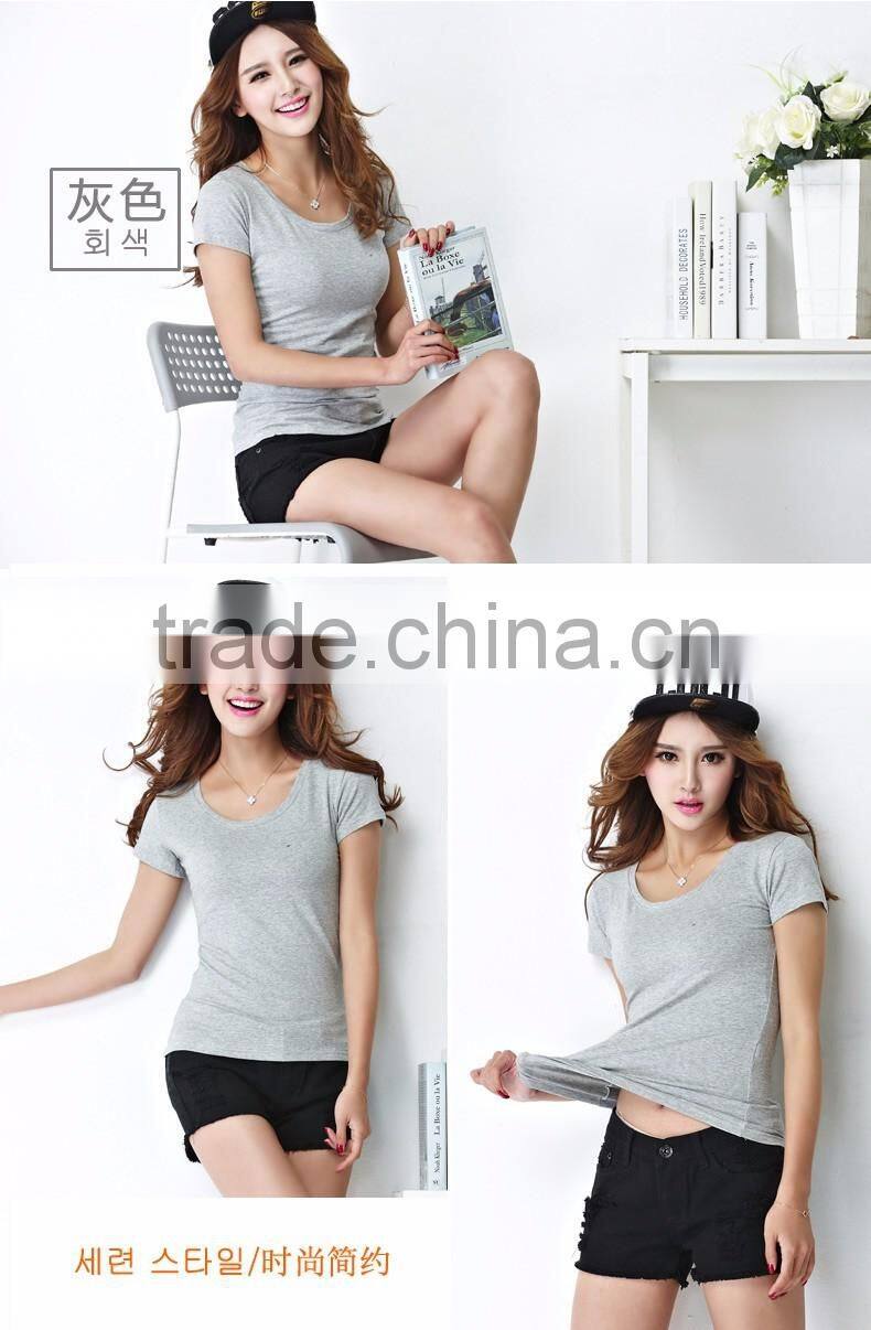 Customized manufactorying plain ladies short-sleeve T shirt