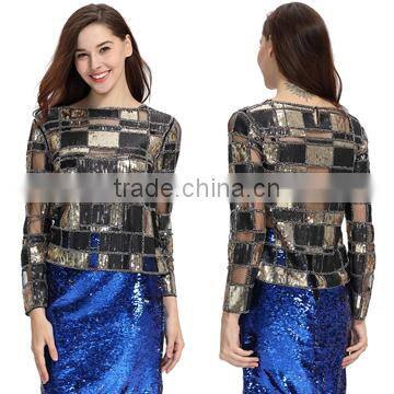 Sequin Gold 2017 Latest Fashion Design Top For Woman