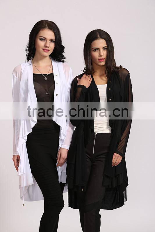 2014 New Fashion Ladies' Long Coat Irregular Hem Design Cardigan Jacket
