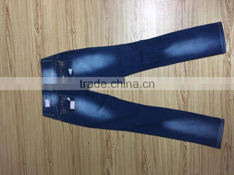 GZY slim and ripped hole women jeans leather label stock high quality wholesale china 2017