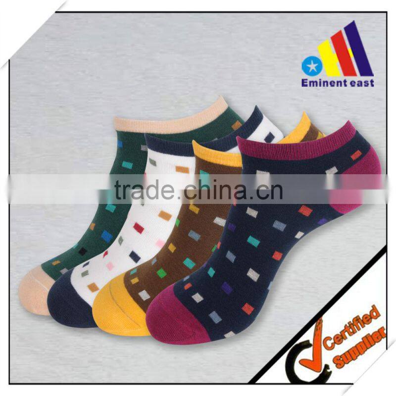 fashion design jacquad dots brown yellow cotton adult men ankle socks