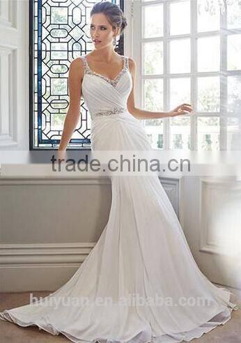 new beaded v neck backless spaghetti strap simple bridal gowns