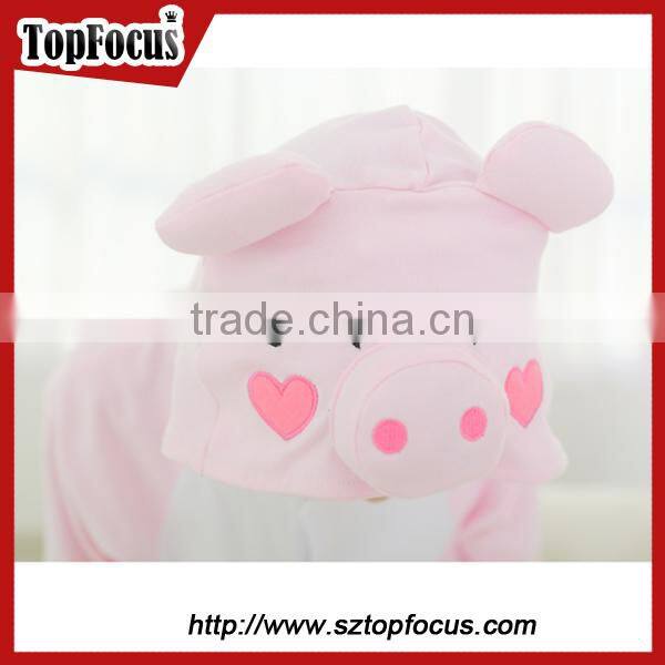 adult 100% cotton pink pig sleepsuit pajamas mascot costume