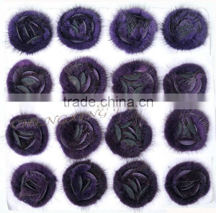 CX-A-25D Chengxing Wholesale Genuine Mink Flower Fur Brooch