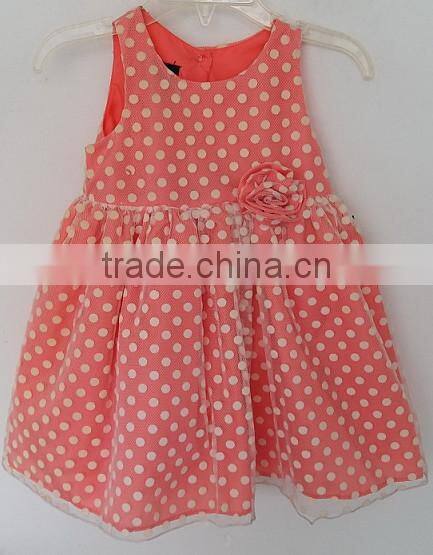2016 cool girls pink color with white dot dress for summer
