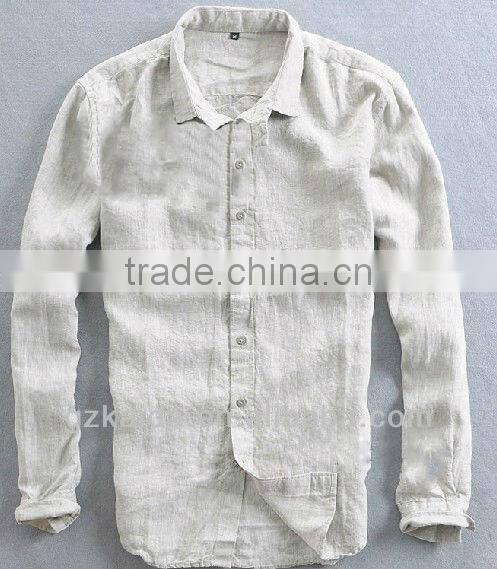 Fashion Ramie Cotton Men's Long Sleeve Shirts for Spring, Summer and Autumn