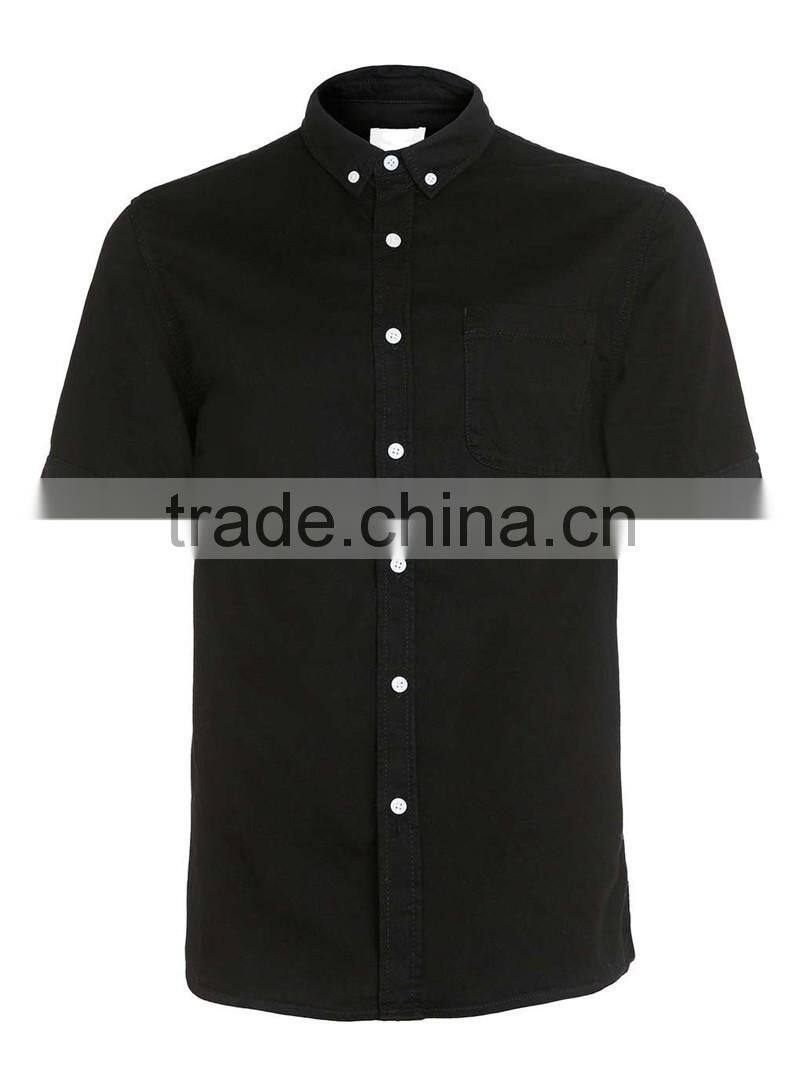 Black Denim Short Sleeve Casual Shirt
