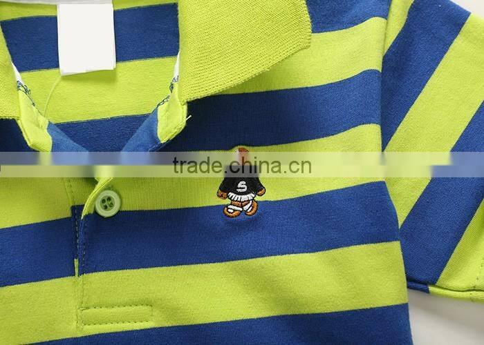 New Design 200 Grams Urban 100% Cotton Oem Stripes Print Style Customized Embroidered Logo Polo Shirts For Kids