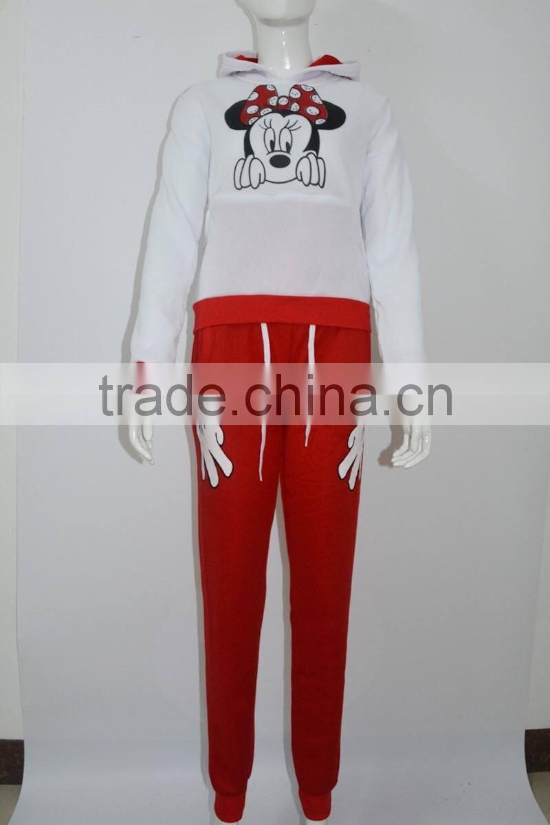 2016 Hot Selling Casual sportswear Cute Micky Mouse Printed Hooded long-sleeved Suit Tenue Sportwear