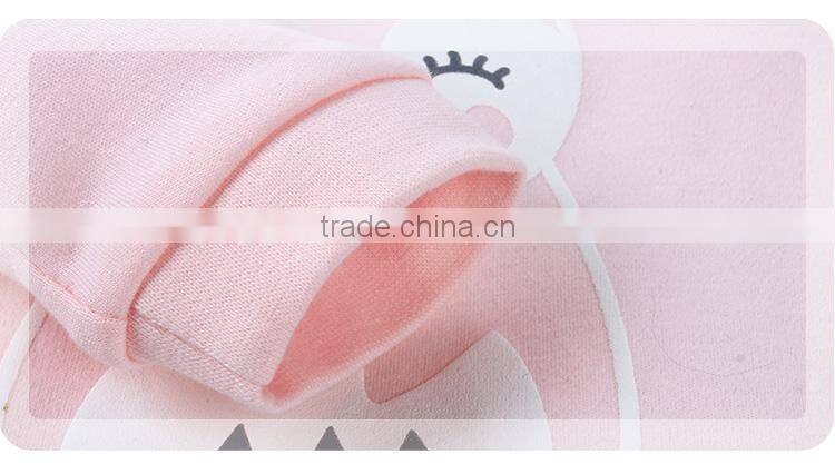 Puff printing cute pink crew neck baby girls long sleeves t-shirt