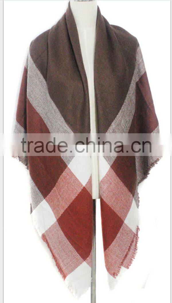 Classic plaid pattern high quality 30 choice 140*140 acrylic new European style square blanket scarf