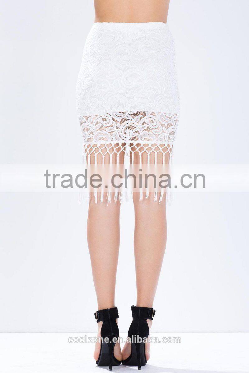 Hottest crochet party skirts women skirt design with falling fringe