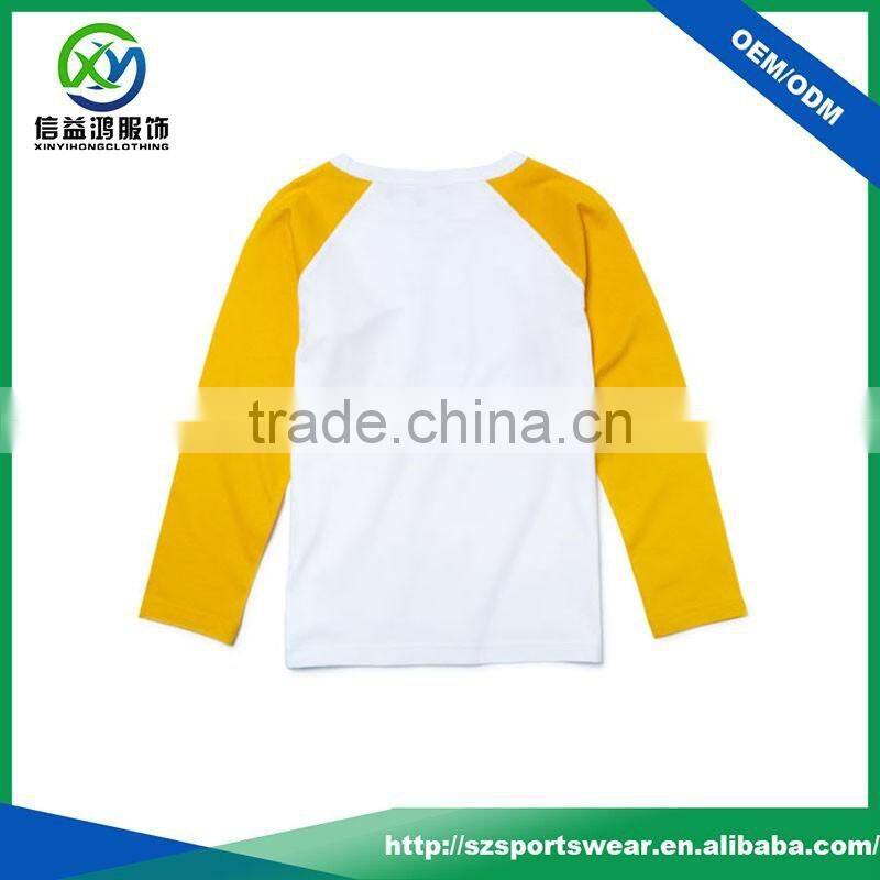 High quality soft breathable color combination t-shirt organic cotton t shirt for kids