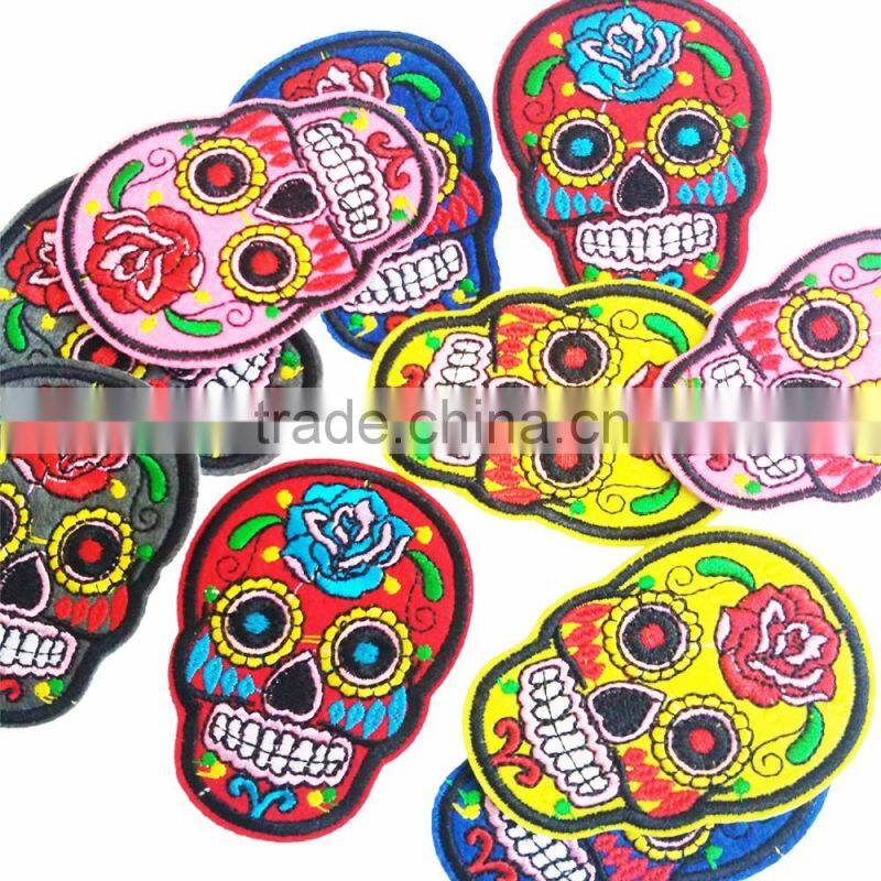 D&D 10 Pcs/Pack Skull Embroidered Patches Iron On Applique for Clothing Patches Sewing Crafts Accessory