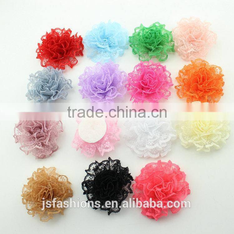 15 colors 6 cm diameter fabric floral chiffon flower accessories, hair clip, shoes and garments accessories, DIY crafts flowers