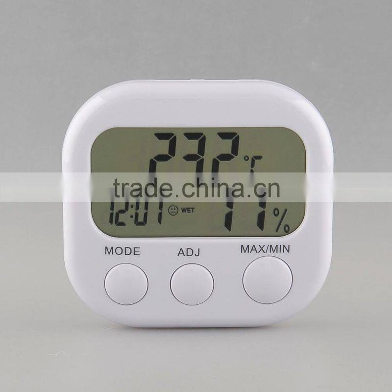 New Digital TA638 White Thermometer Humidity HYGRO Hygrometer Air Moisture Clock