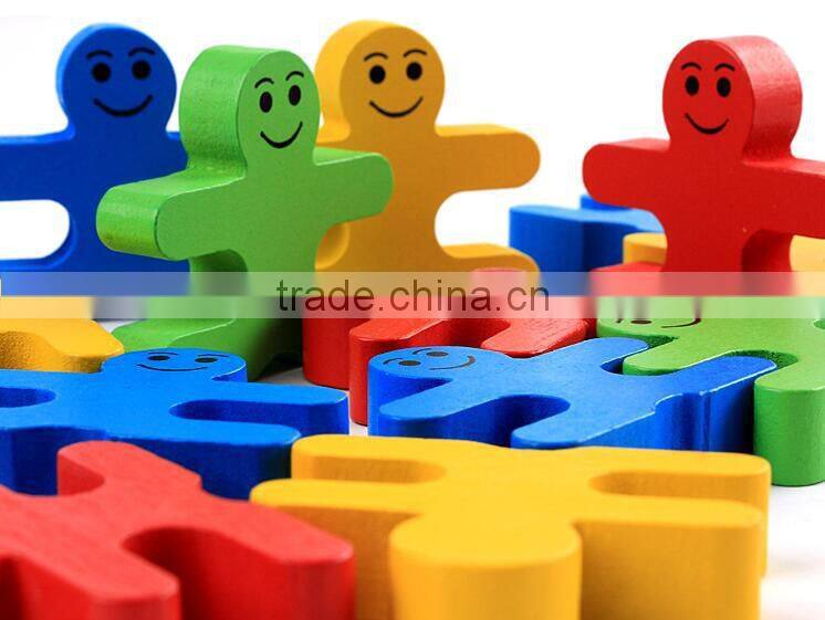 Wooden creative cartoon balance villain blocks toy eductional building block toys for kids