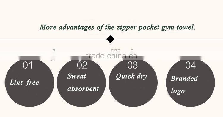 Gym towel with zipper pocket bamboo fabric