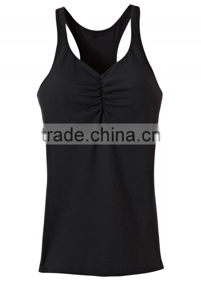 fitness apparels black plain tight fashion running shirts ladies gym vest