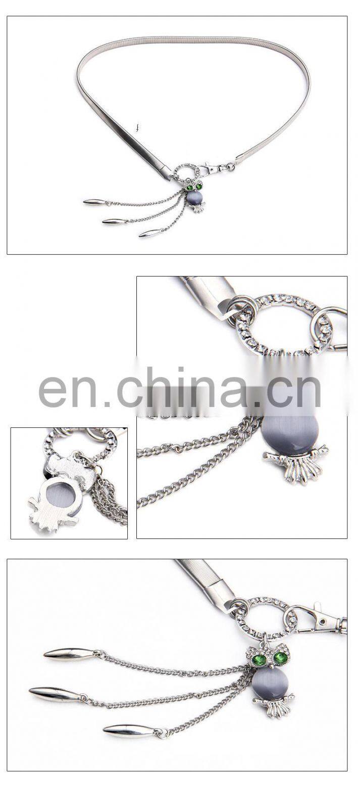 Lady Fashion Rhinestone Gold Waist Chain Owl Metal Fancy Belts Wholesale