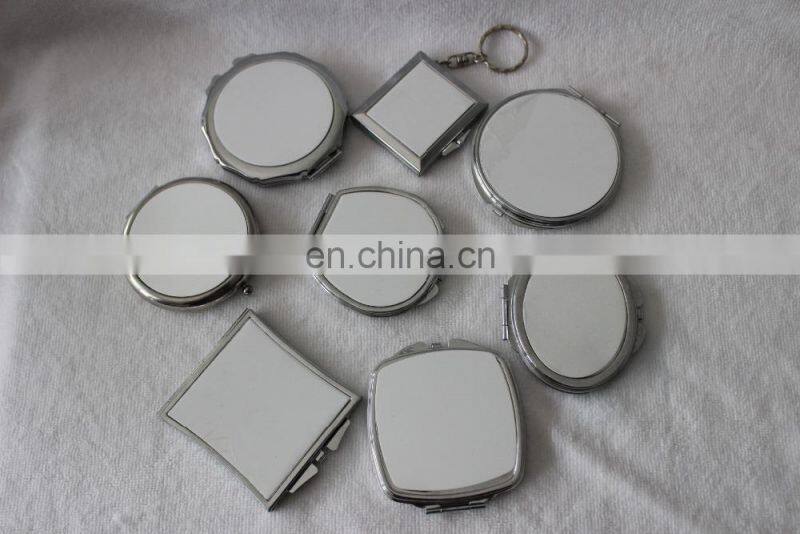 blank sublimation metal pocket mirror makeup double sided mirror