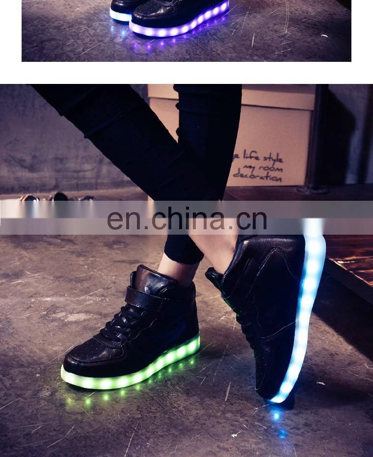 Factory Wholesale Hot Fashion Cool light up shoes street dance luminous high top LED sneakers casual shoes for men women
