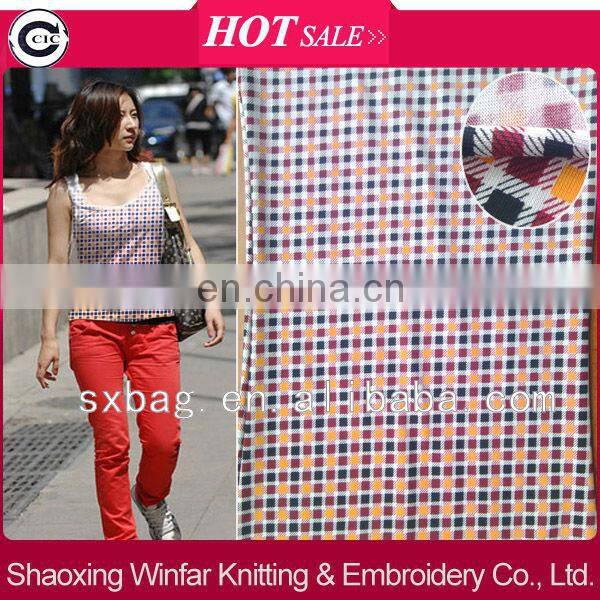 checked design knitting printed rayon nylon spandex fabric for garment