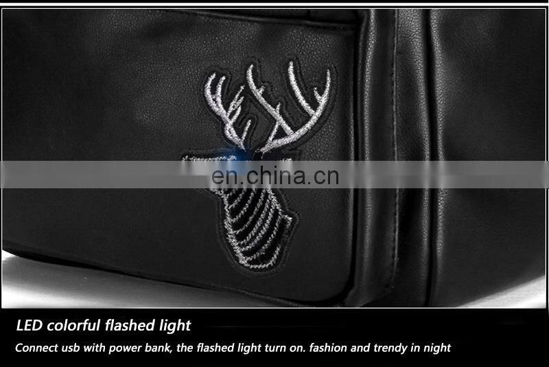 black PU teenager school bag with led backpack billboard