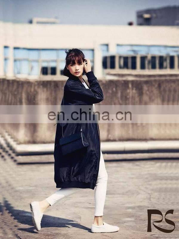 Black Oversized Nylon Zipper Winter Jacket