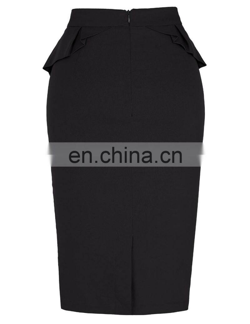 Grace Karin Womens Solid Color High Stretchy Hips-Wrapped Vintage Retro Black Pencil Skirt CL010454-1