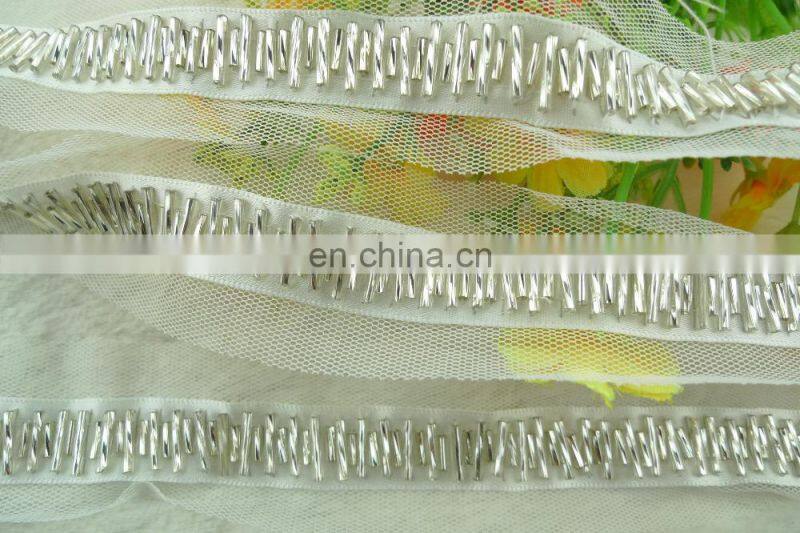 2015 decorative white beade trim for wedding Fancy Lace Trim for garment