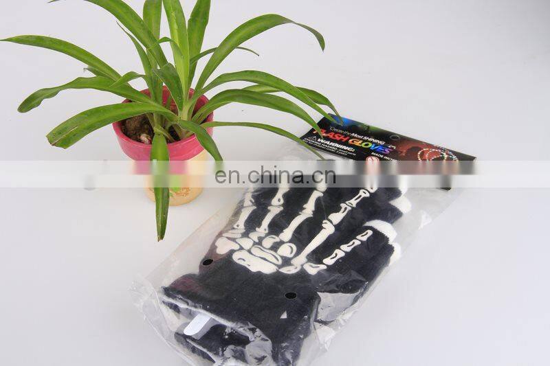 Five fingers lights for gloves flashing lights black glove with white skull pattern