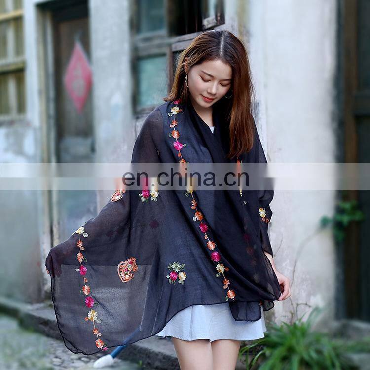 2017 new fashion TR cotton l design 90*180cm embroidery shaw embroider20170930