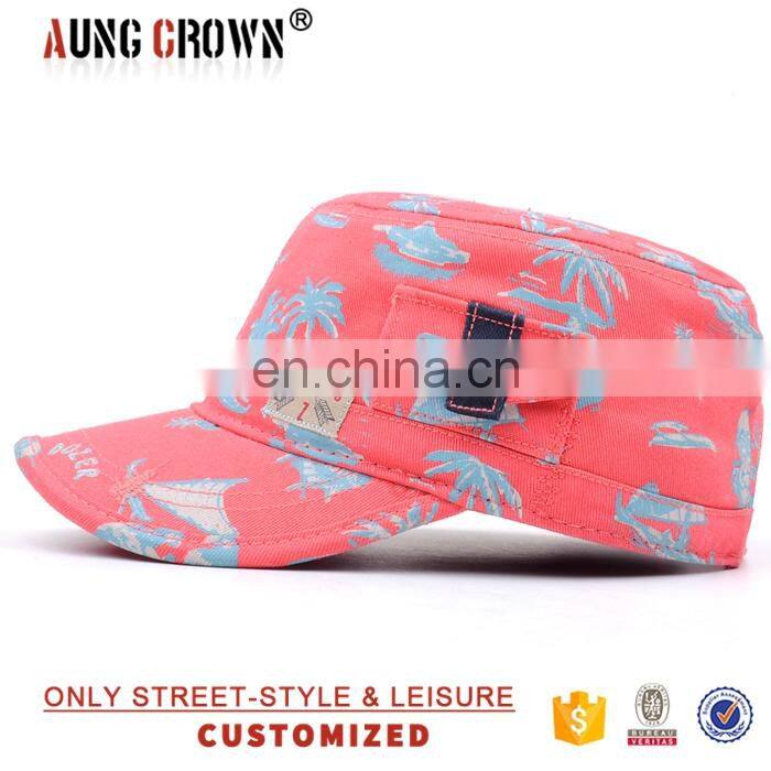 Promotional Cotton Material Flat Women Military Cap Army Hats