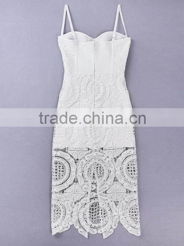 Summer dress hot selling 2015 new women elegant and sey white lace evening party bandage dress Bandage Bodycon Women Wearing