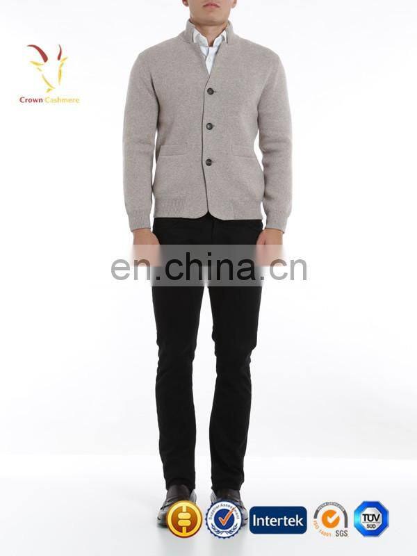 Jacket Style Thick Knitted Cashmere Sweater Cardigan for Men