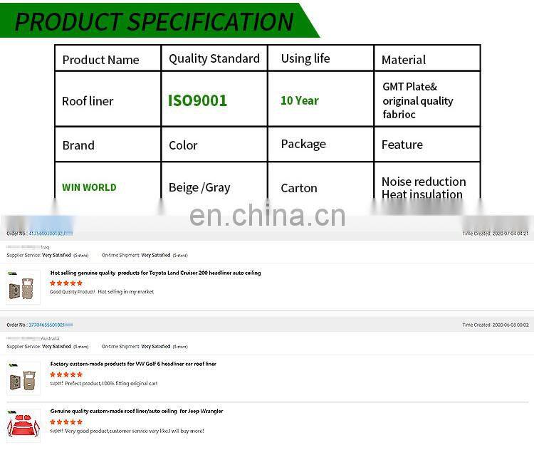 Interior Accessories Professional custom Factory products car roof liner celling headliner parts for VW Golf 6