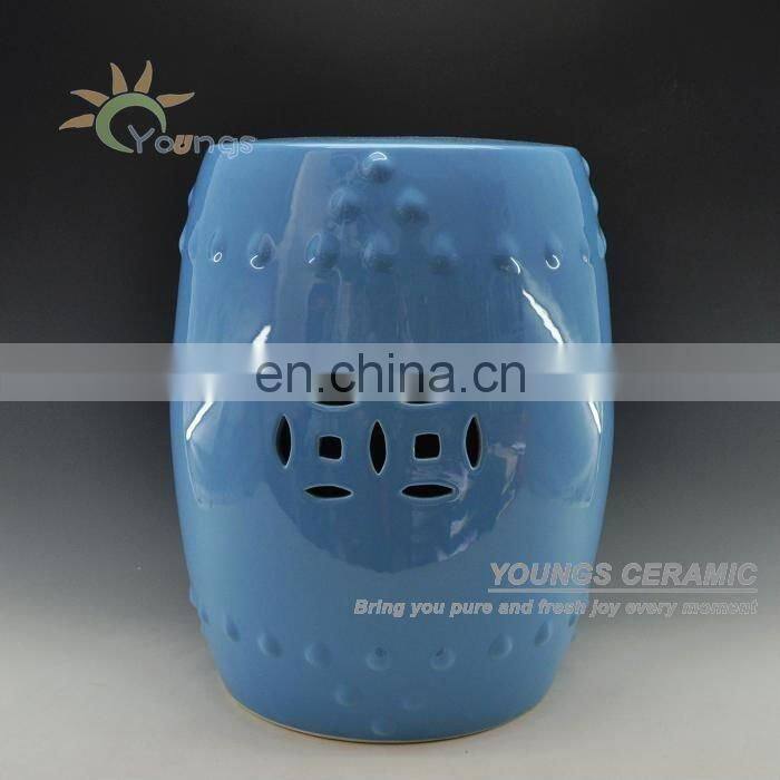 High Temperature burning Blue Glazed Chinese Ceramic Garden Stool Seat
