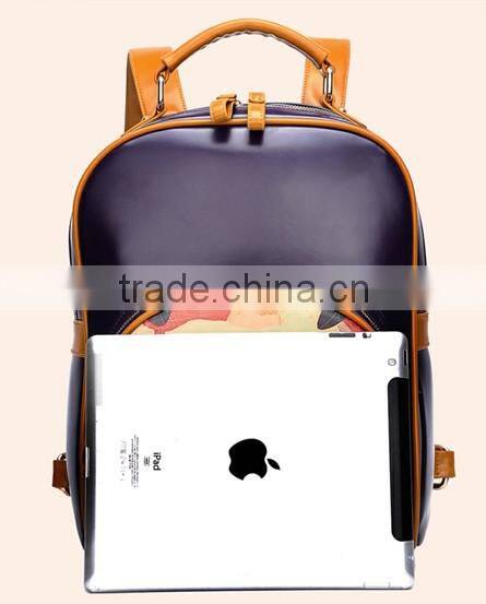 Light leisurely fashion cartoon printing PU laptop bag for lady