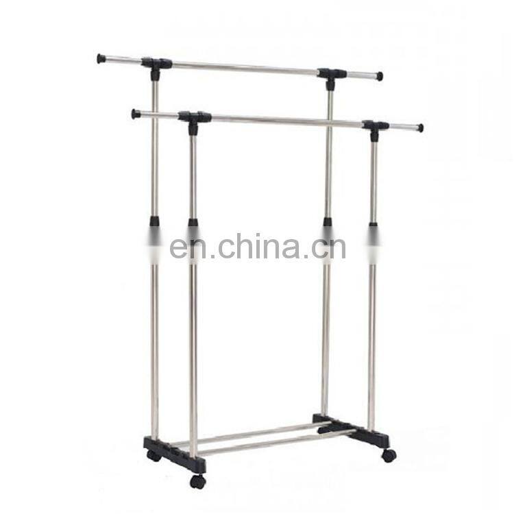 Stainless steel lifting hanger floor round pipe plastic link hanger family bedroom hanger