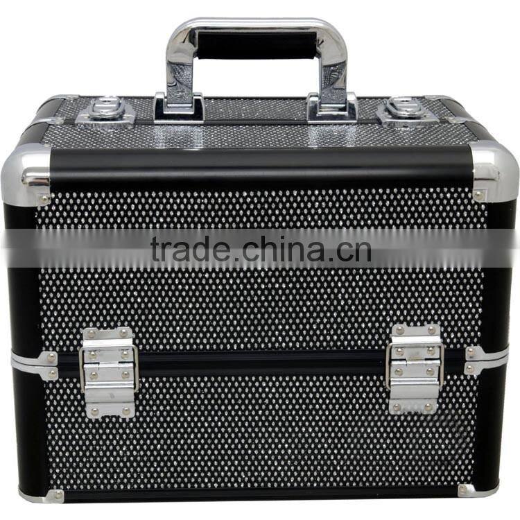 Professional 4-in-1 Rolling Makeup Artist Cosmetic Train Case Organizer Storage case,black crystal Beauty makeup trolley case
