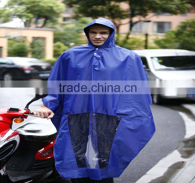 Durable oxford fabric material long hooded raincoat for men