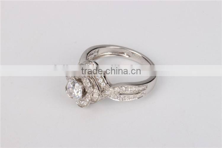 Micro pave setting elegant rose shape design 925 sterling silver wedding ring