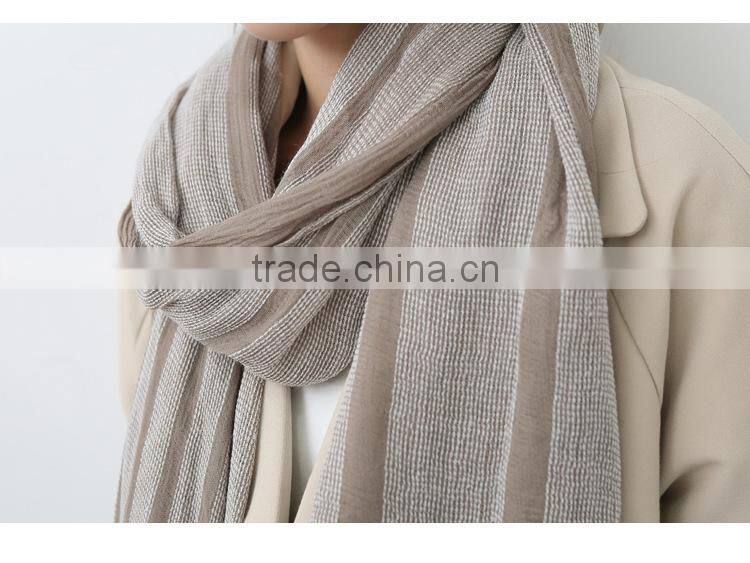 Wholesale New Style Lady Fashion Striped Voile Cotton Scarf