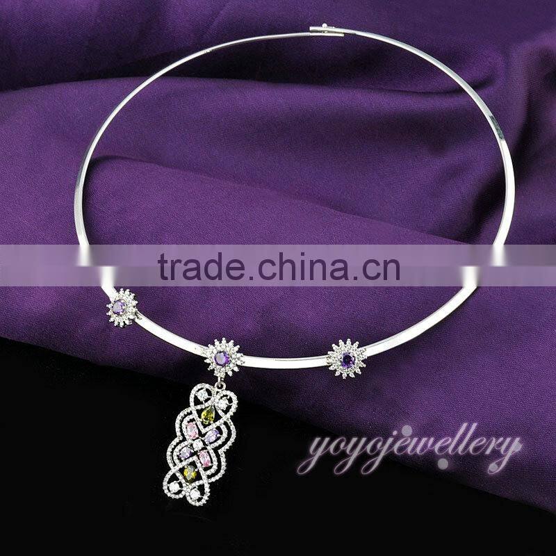 Micro pave setting gold design metal choker necklace for girls