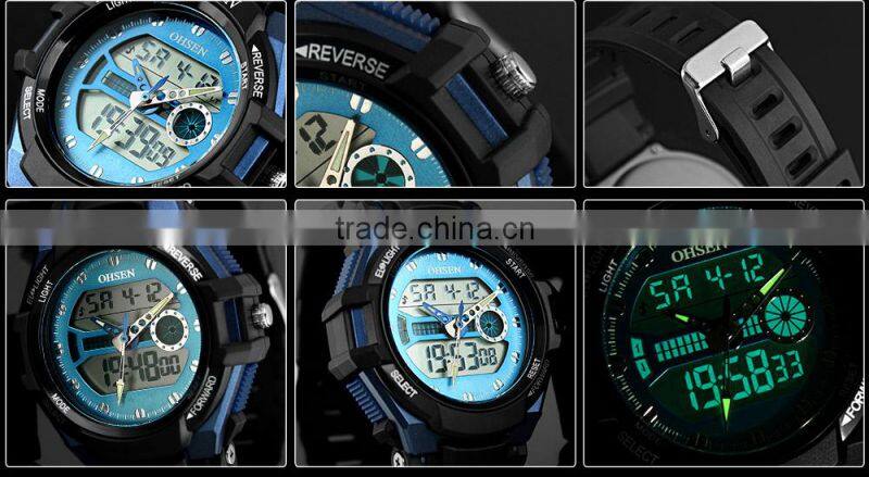 Hot Sell Men's Rubber Strap Black Analog Digital Silicone Sport Boy's Watch WS080/081