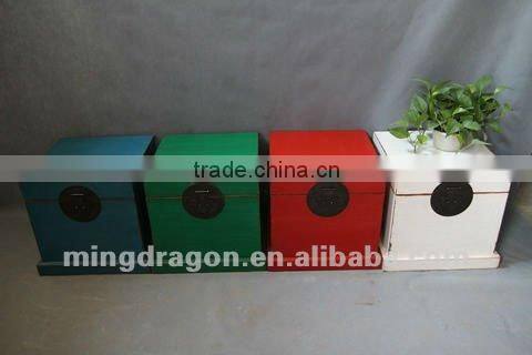 Chinese antique furniture pine wood Shanxi red/blue/white/green trunk chest box