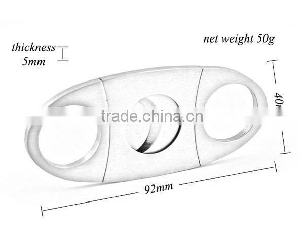 Pocket Portable Oval Cigar Scissors High Quality Silver Stainless Steel Double Blade Knife Super Sharp Metal Cigar Cutter